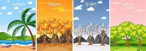 Set Of Four Seasons Backgrounds 4478957 Vector Art At Vecteezy