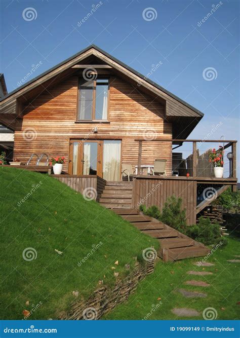 Wooden House on the Green Hill Stock Image - Image of calm, close: 19099149