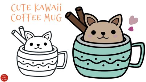 How To Draw Cute Kawaii Coffee Mug Easy Step By Step Drawing Tutorials