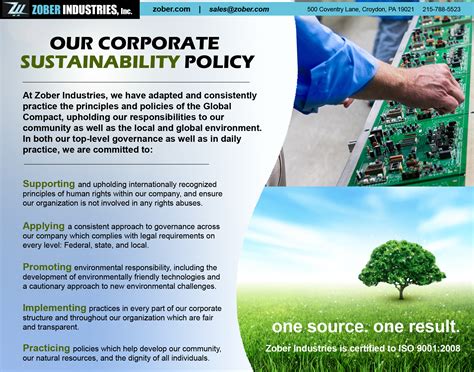 Corporate Sustainability Policy | Zober Industries Inc.