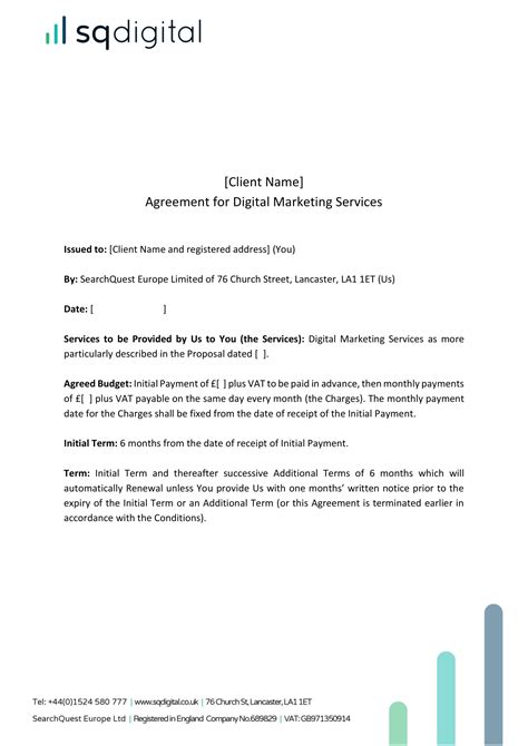 Digital Marketing Agreement Template