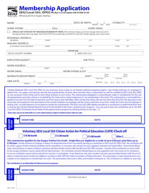 Fillable Online Seiu503 Membership Application SEIU Local 503