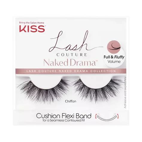 Pestañas Postizas Kiss Lash Naked Drama Chiffon 1 Par Color Negro