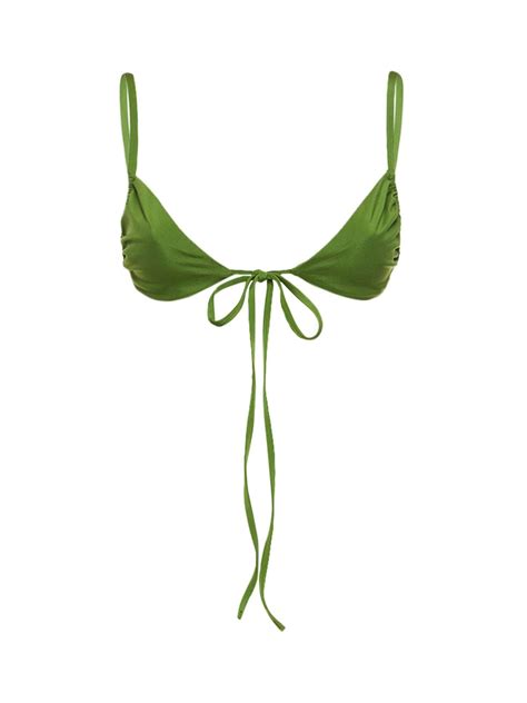 Christopher Esber Tie Front Back Bikini Top In Green Modesens