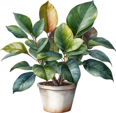 AI Generated Watercolor Painting Of The Variegated Rubber Plant