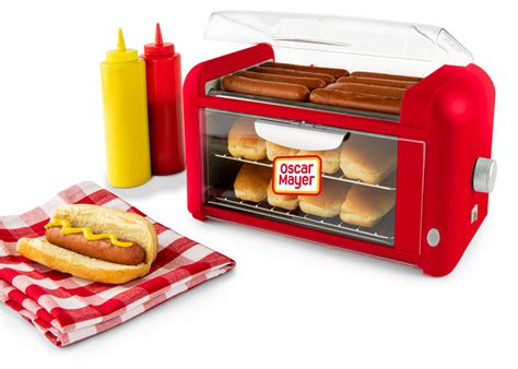 Nostalgia Oscar Mayer Extra Large 8 Hot Dog Roller & Bun Toaster Oven, Stainless Steel Grill