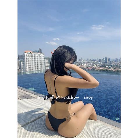 現貨歐美 簡約 金屬圈圈 比基尼 性感 自然 平口 綁帶蝴蝶結 海邊 兩件式泳衣 渡假 實品拍攝 bikini 蝦皮購物