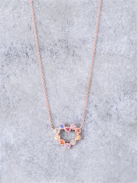 14k Rainbow Sapphire Heart Necklace Lunessa