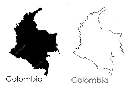 Un Mapa En Blanco Y Negro De Colombia Y Colombia Vector Premium