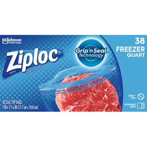 Ziploc® Brand Freezer Bags With Grip N Seal Technology Quart 38 Count Plastic Bags