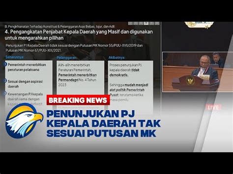 Breaking News Kuasa Hukum Amin Bacakan Penunjukan Pj Kepala Daerah