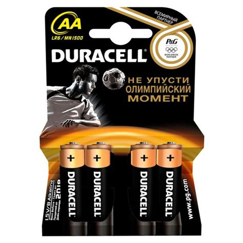 Батарейкa щелочная (алкалиновая) тип AA/LR6, Duracell Basic (4 шт в ...