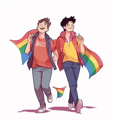 Una Ilustración De Dibujos Animados De Dos Hombres Homosexuales En El