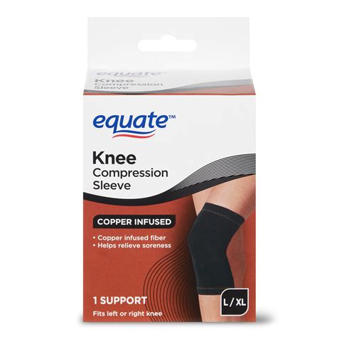 Equate Unisex Copper Infused Knee Support Sleeve L Xl Compression Brace For Joint Support