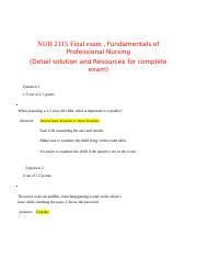 NUR 2115 Final Exam Latest 2020 Fundamentals Of Professional Nursing