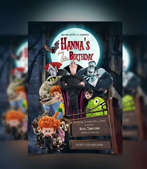 Hotel Transylvania Invitation Birthday Halloween Party 4th Birthday