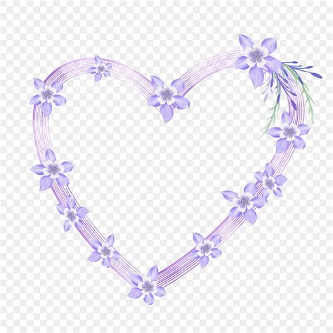 Heart Garland Hd Transparent Purple Heart Shaped Flower Border Garland