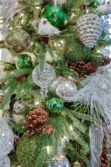 Green and White Winter Christmas Tree - Home with Holliday