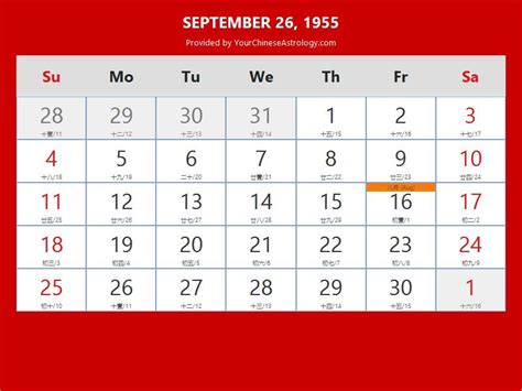 Chinese Calendar Sep 26, 1955: Auspicious Things to Do and Hours, Bazi
