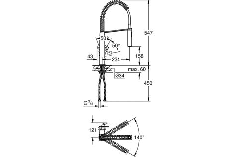 Смеситель для мойки Grohe Eurocube на одно отверстие, профессиональный ...