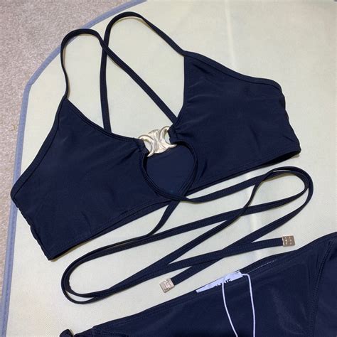 CELINE2024 Novo tipo de cinto de três pontos feminino biquíni sex maiô sem costas 6KRK Shopee