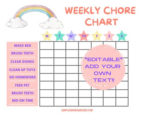 Printable Chore Chart For Preschoolers Girls - PrintableChoreCharts.net
