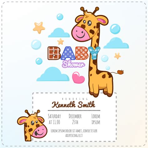 Plantilla De Invitacion Jirafa Baby Shower Gratis Descarga Gratuita De