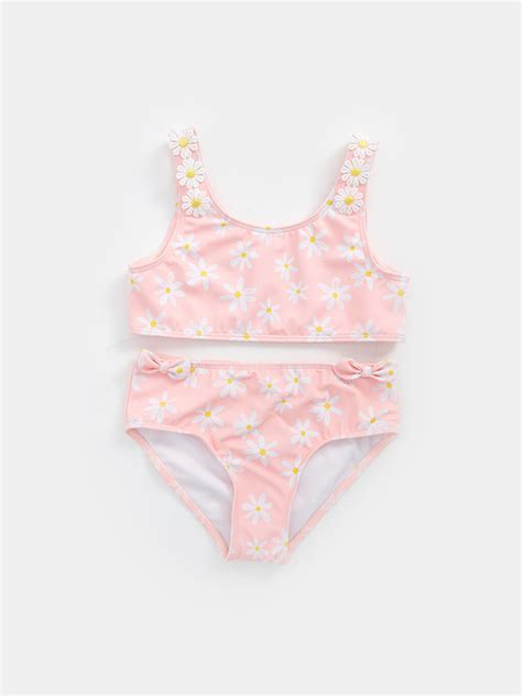 PEMBE Bisiklet Yaka Çiçekli Kız Bebek Bikini Takımı S4CP54Z1 LSZ LCW