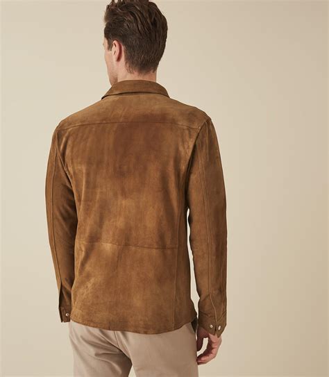 Reiss Suede Overshirt In Tobacco Brown For Men Lyst