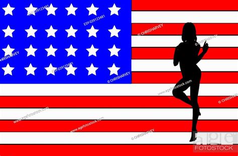 Sexy Nude Outline Of A Women On The American Flag Stock Photo Picture And Low Budget Royalty