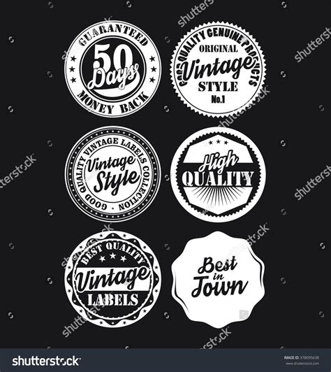 Black White Vintage Labels Collection Stock Vector Royalty Free