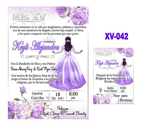 Invitaciones Impresas Florales Bodas Xv A Os Color Morado Env O Gratis