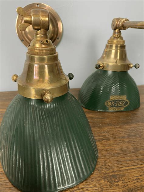 Pair Green X Ray Mercury Glass Wall Lights
