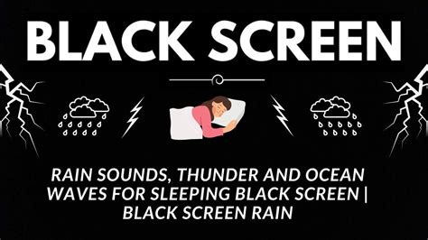 RAIN Sounds THUNDER AND OCEAN WAVES For Sleeping BLACK SCREEN BLACK