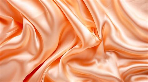 Premium Photo Smooth Flowing Peach Colored Satin Fabric