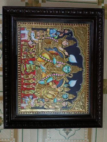 Wooden Wood Tanjore Painting Ramar Pattabhishekam Size 23 Inches 19