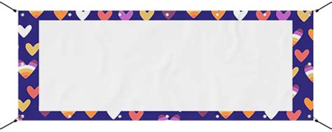 Lesbian Flag Hearts LGBTQ Gay Pride Design Small Personalised Banner 4ft X 2ft Partyrama