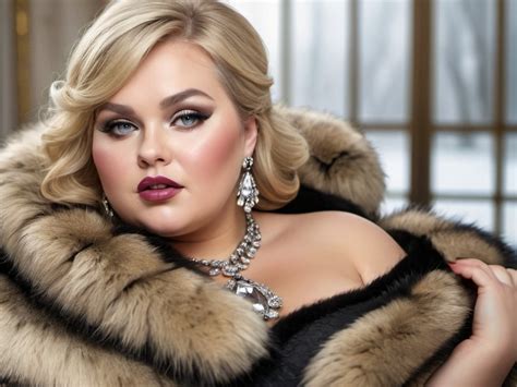 Chubby Blonde Woman In Jewels And Furs Heavy Makeup