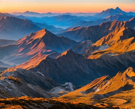 Premium Photo | Beautiful mountain landscape sunset with mountains