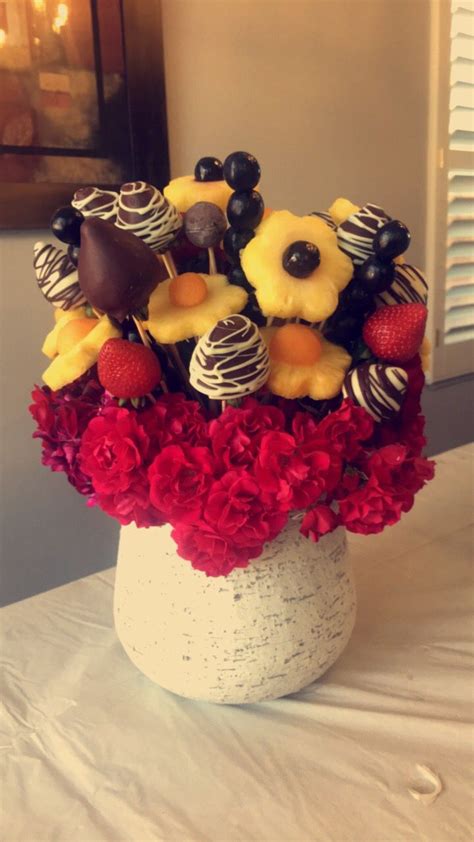 Diy Edible Fruit Arrangement Featuring Chocolate Dipped Strawberries