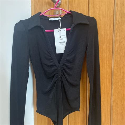 Bershka Womens Black Bodysuit Depop