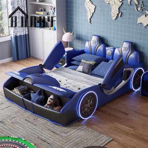 Modern Led Light Car Bed Designs Kids Beds For Children Bedroom