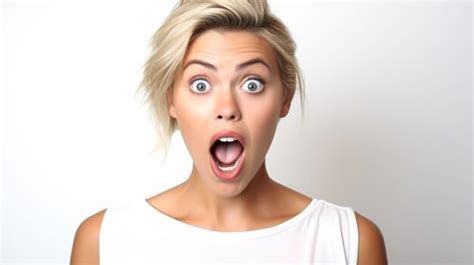 schöne blonde frau drückt ihre überraschung und schockgefühle mit offenem mund und großen