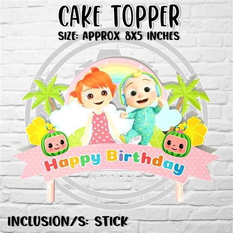 Cocomelon Theme Cake Topper Shopee Philippines