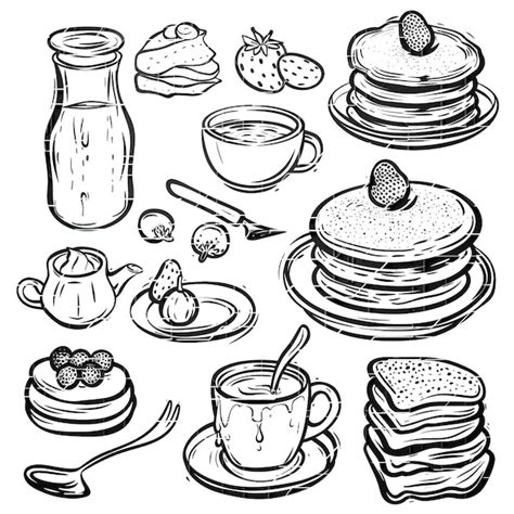 Pancakes Illustration D Un Ensemble Lin Aire Vectoriel Plat De Haute