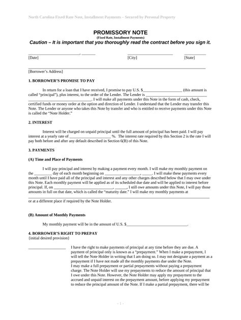 Nc Promissory Note Fill Out And Sign Online Dochub