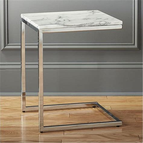 Carrara White Marble Endside Table Square Polished Marble Top Side