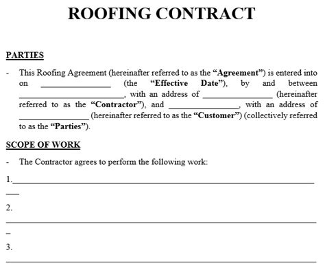 Free Roofing Contract Templates Samples MS Word Best Collections