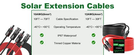 Solar Extension Cable With Female And Male Connector With Extra Free Pair Of Connectors Solar