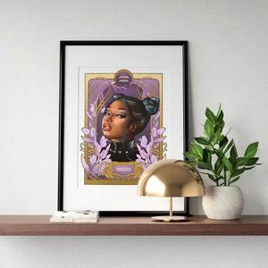 Megan Thee Stallion Aquarius Poster Wall Art Print Art Noveau - Etsy